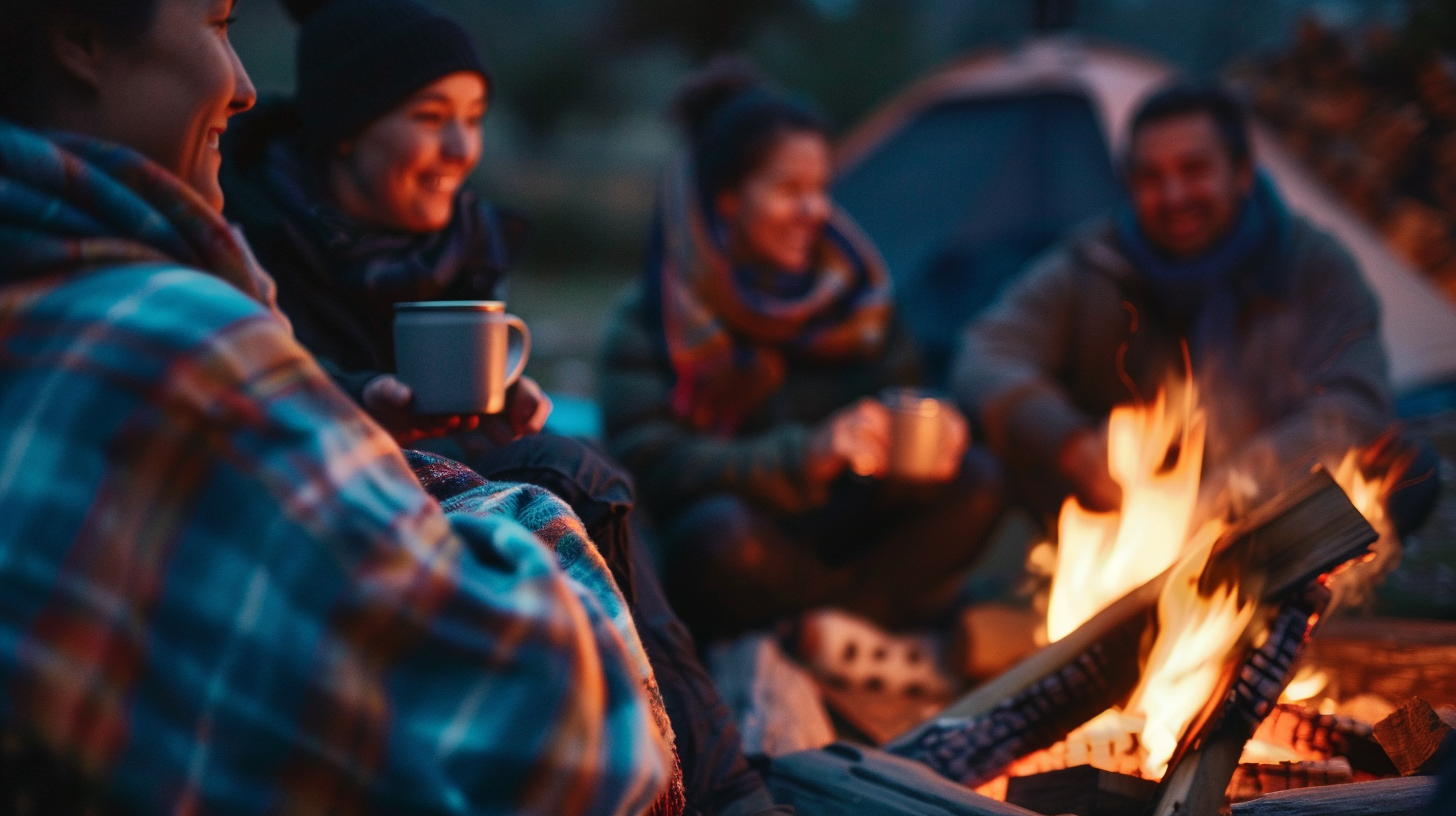 People gathered around a campfire