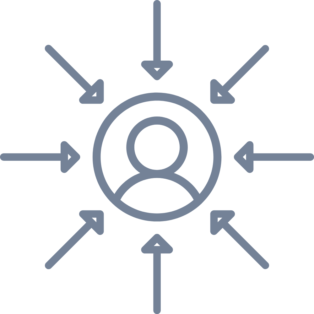 Person with radiant lines icon