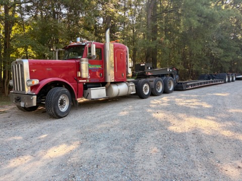 Peterbilt 389 with Kaufman 55-ton lowboy trailer in Durham, NC