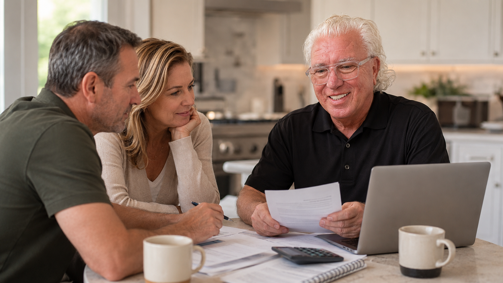 Ben Wasson comparing healthcare options with a family during a savings consultation.