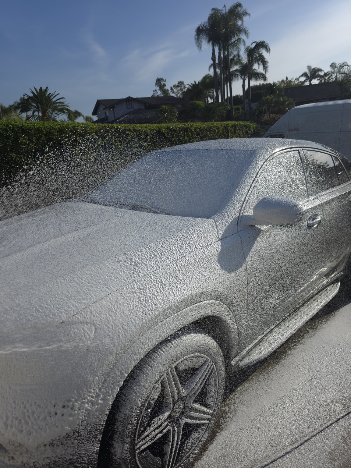 Foam wash being performed on a previously protected 2024 Mercedes-Benz GLE Coupe