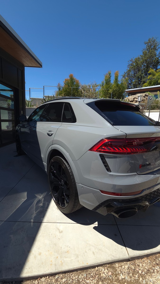 Audi RS Q8 rear quarter panel after an exterior hand wash