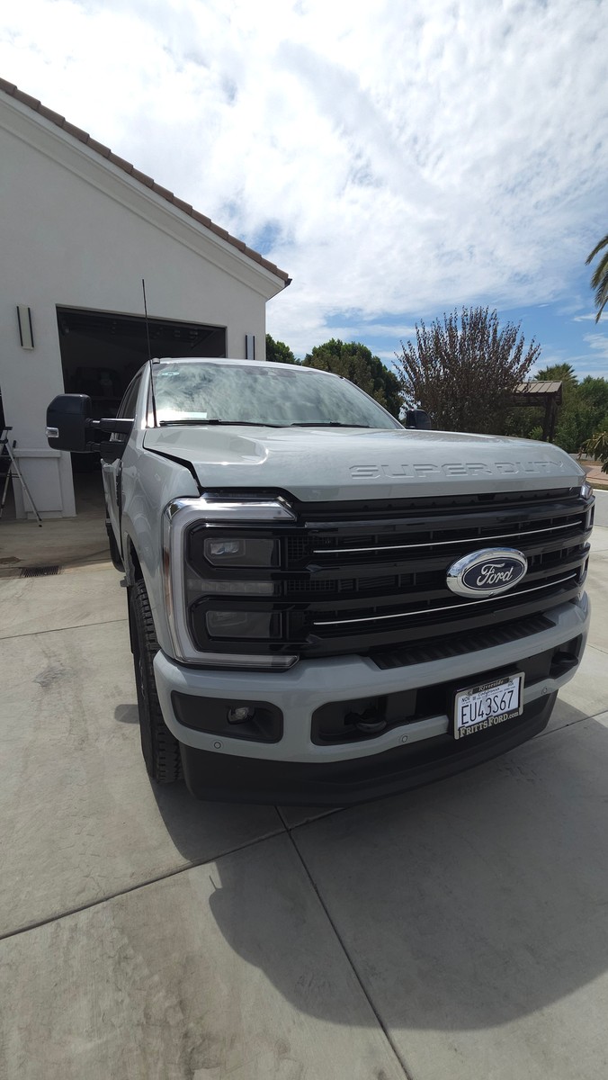 Ford F-350 front end before paint protection film installation