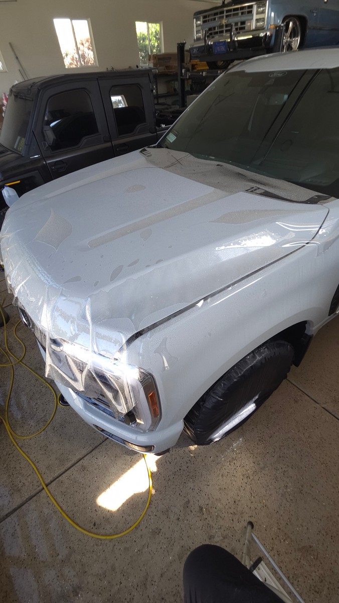 Ford F-350 hood paint protection film installation