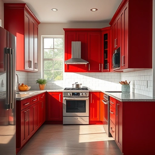 Cabinet painting in a contemporary kitchen in The Colony, TX, featuring vibrant colors and modern design elements.