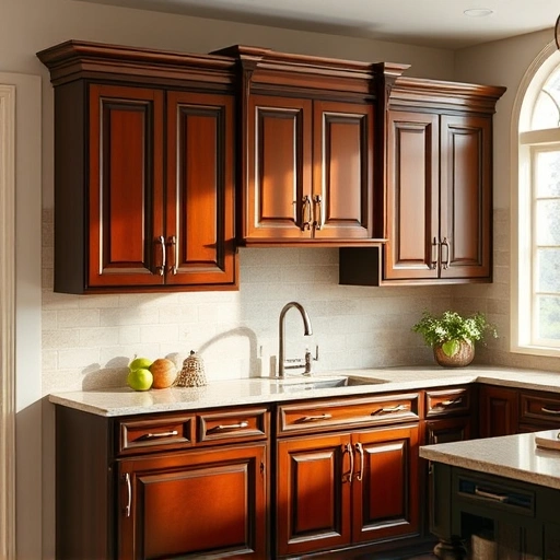 Elegant kitchen in Garland TX with glossy glazed cabinets, polished hardware, and natural light enhancing textures.