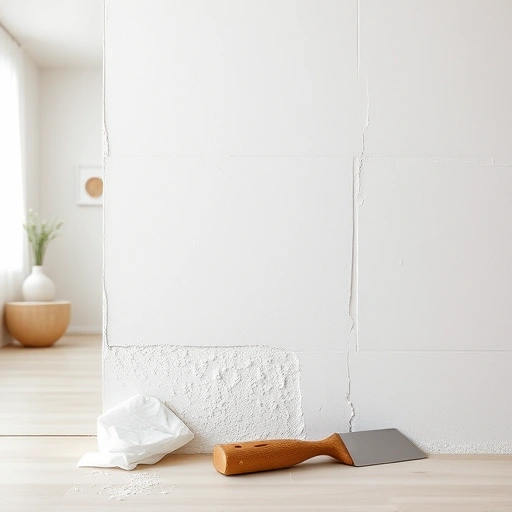 Completed drywall repair in Garland TX with seamless joints, neutral paint, tools, and a clean, inviting room.