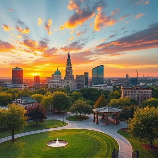 Vibrant landscape of Garland TX showcasing lush parks, local architecture, serene lakes, and spring blooms.