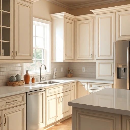 Stunning kitchen in Allen TX with freshly painted cabinets, inviting colors, and elegant details illuminated by natural light.