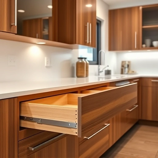 Soft close drawer slide installation in a modern Garland TX kitchen with elegant cabinetry and inviting atmosphere.