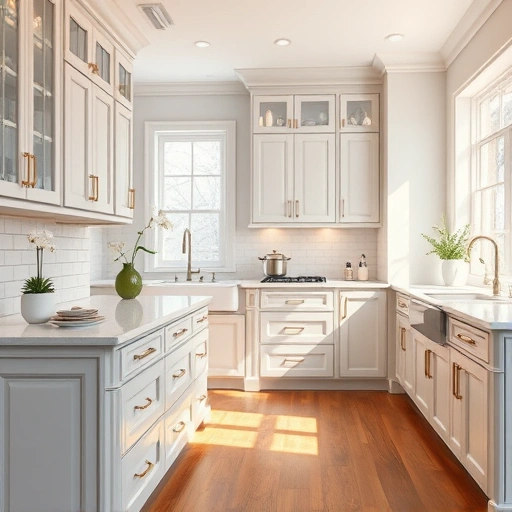 Completed cabinet painting in Highland Park TX showcasing elegant matte-finish cabinets and stylish decor in a bright kitchen.