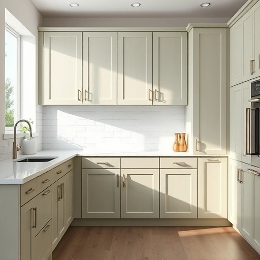 Cabinet painting in Sunnyvale TX featuring elegant cabinets in soft colors and a modern kitchen with natural light.