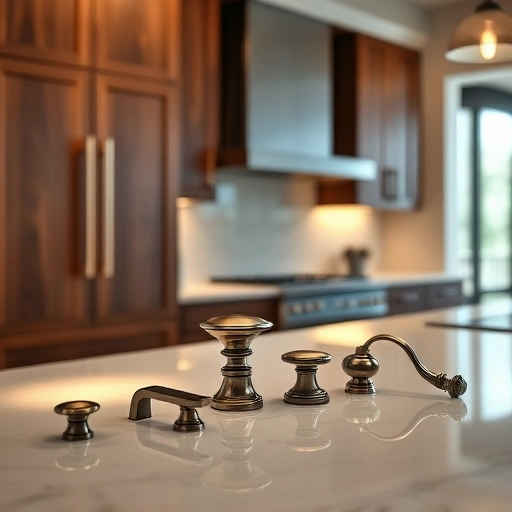 Stylish kitchen in Garland TX featuring elegant cabinet hardware replacement with modern cabinetry and polished finishes.