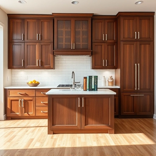 Beautifully refinished kitchen in Garland TX with walnut cabinetry, white quartz countertops, and stylish decor.