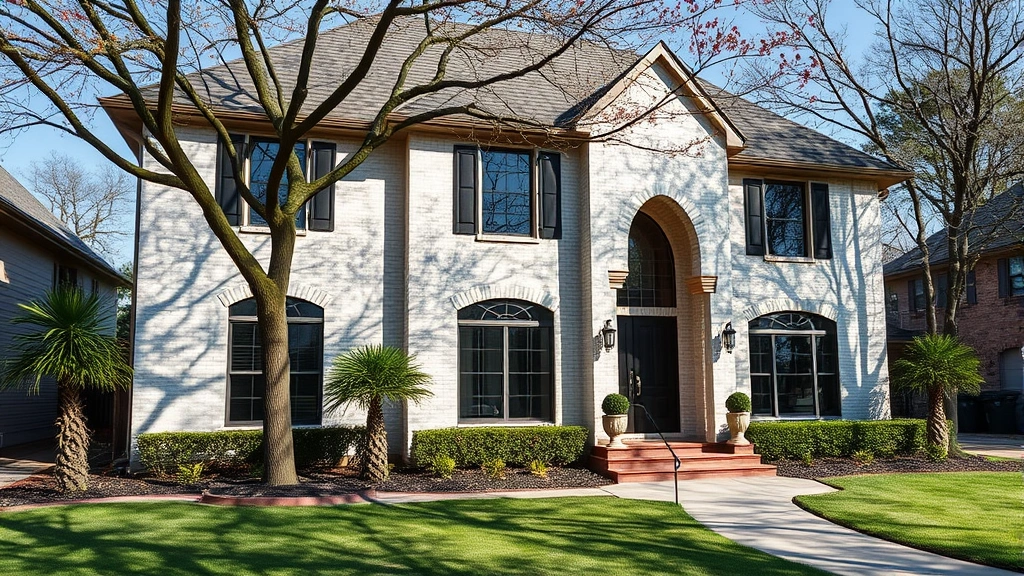 Exterior Lime Washing project showcasing a refreshed home in Garland, TX with a bright and clean finish.