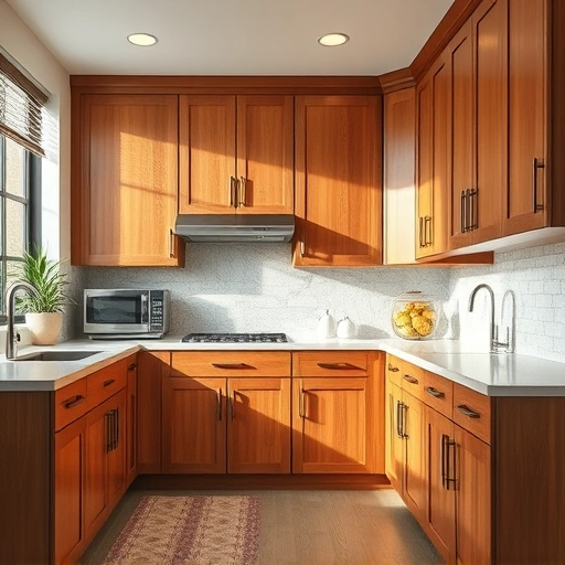 Cabinet painting in Fairview TX features soft matte finish, warm wood tones, modern kitchen elements, and natural light.