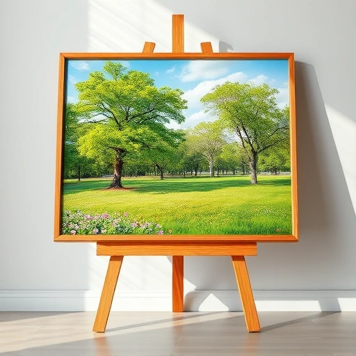 Completed painting in Fairview TX, featuring a serene landscape with vibrant colors, wildflowers, and blue sky.