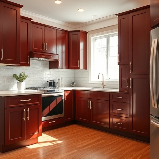 Elegant kitchen in Garland TX with freshly painted cabinets, polished countertop, and warm hardwood floors.