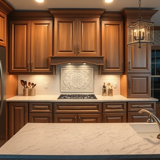 Elegant kitchen in Garland TX with refinished cabinets, polished quartz counters, and tasteful decor.