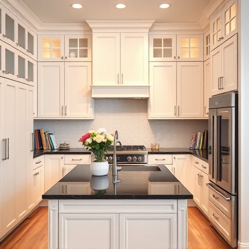 Stunning kitchen in Seagoville, TX with elegantly painted cabinets, granite countertops, and modern appliances.