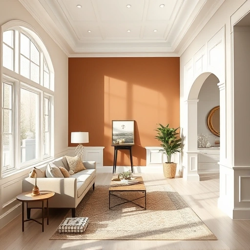 Spacious living room in Garland TX with serene colors, elegant furniture, and natural light showcasing interior painting.