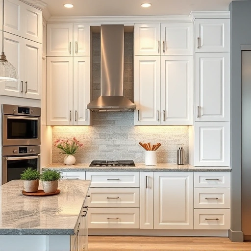 Refinished kitchen cabinets in glossy white, featuring intricate details, in a modern Anna TX kitchen setting.