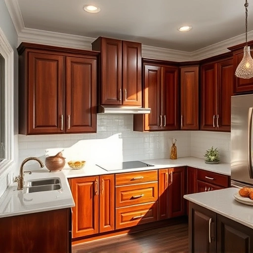 Cabinet painting in Carrollton TX showcases refinished cabinets with a glossy finish in a modern kitchen setting.