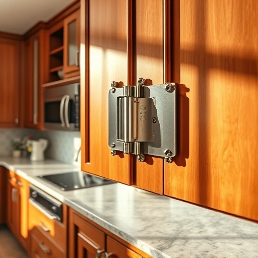 Cabinet hinge replacement in Garland TX featuring polished hinges and flawless kitchen cabinetry with granite countertops.