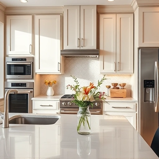 Cabinet painting in Wylie TX with elegant hues, glossy finishes, and a sophisticated modern kitchen decor.