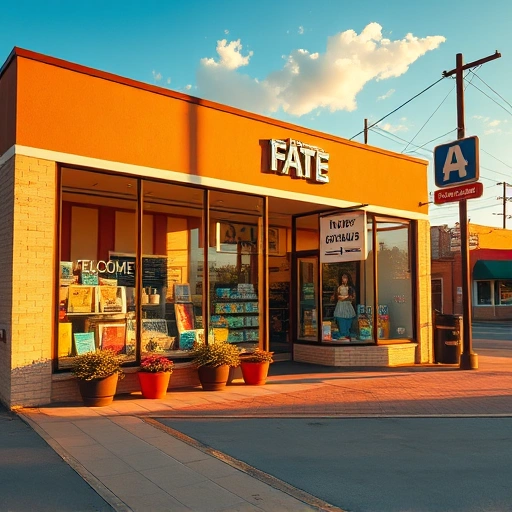 Vibrant storefront of a local business in Fate, TX with colorful displays, potted plants, and inviting light.