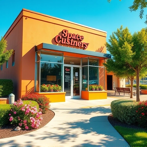 Vibrant storefront of a local business in Sunnyvale TX with welcoming colors, large windows, and blooming landscaping.
