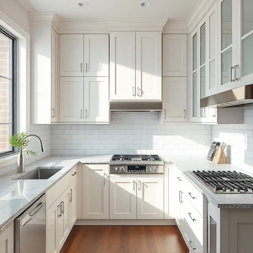 Refinished kitchen cabinets in Highland Park TX, matte white finish, granite countertops, contemporary decor, inviting atmosphere.
