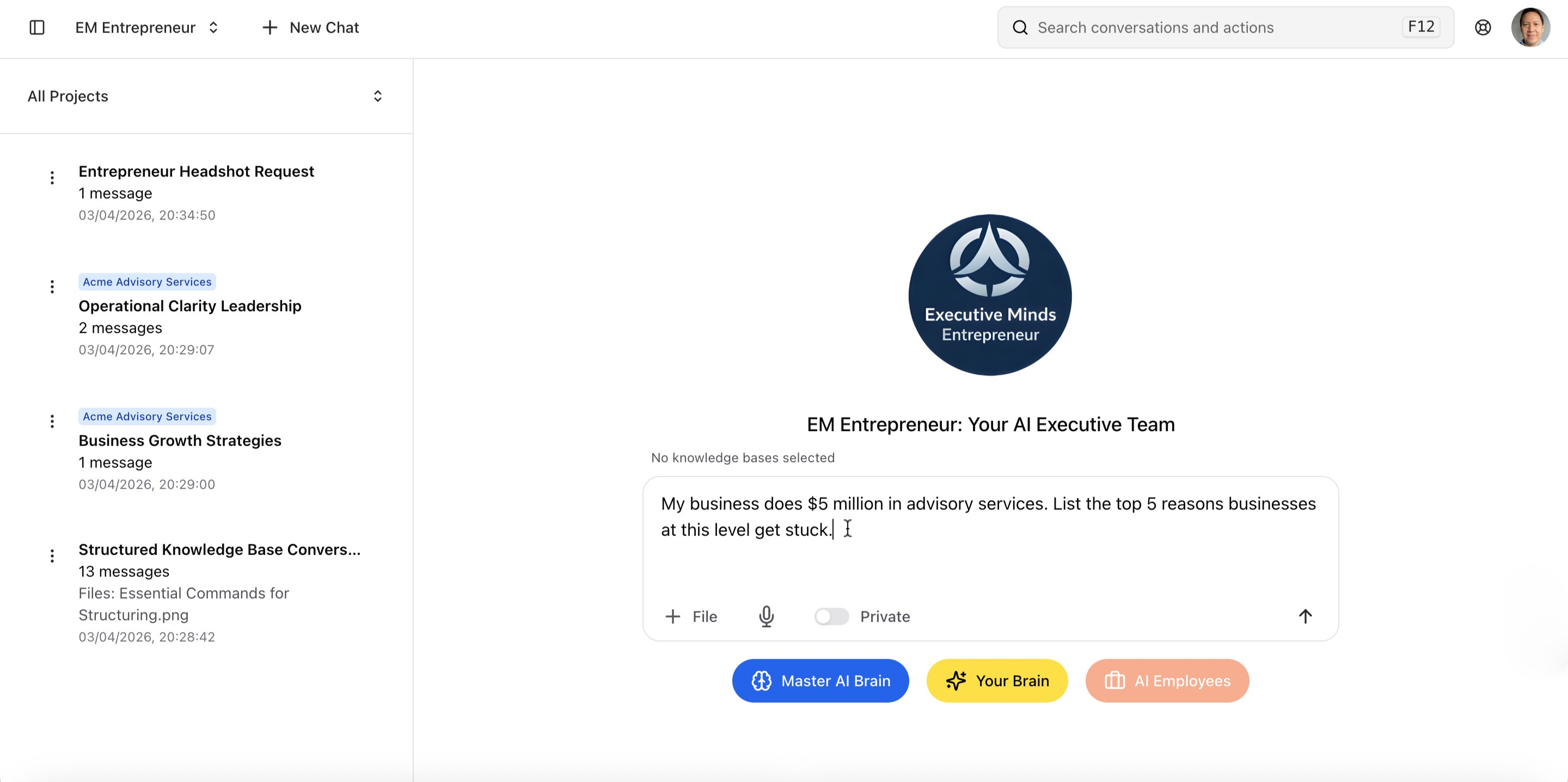 EM AI interface preview