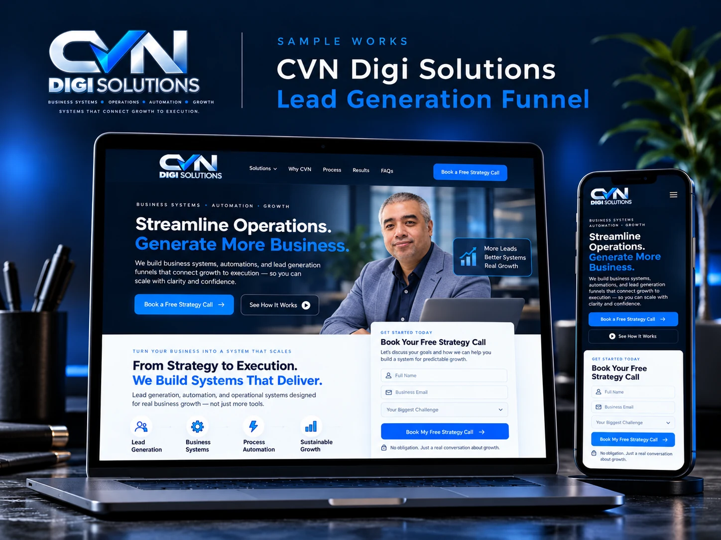 CVN Digi Solutions — Lead Funnel — project mockup and showcase