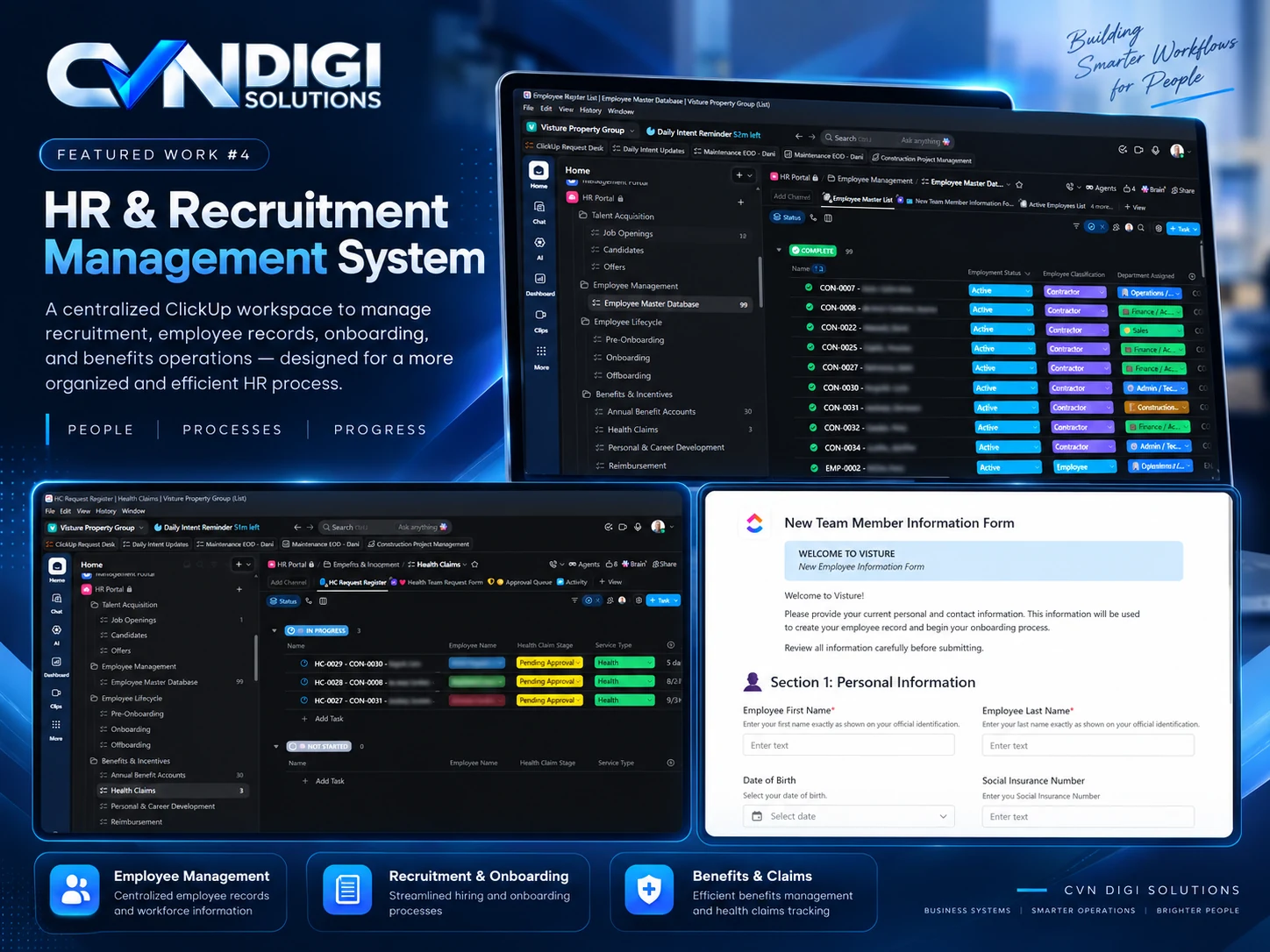 ClickUp HR / Recruitment Management System — project mockup and showcase