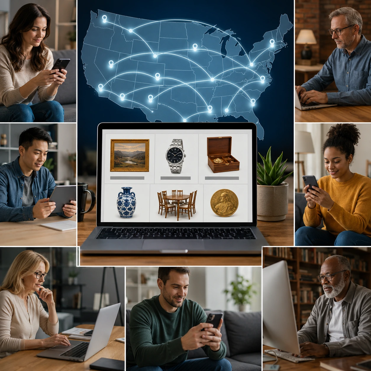 Online bidders participating from locations across the United States