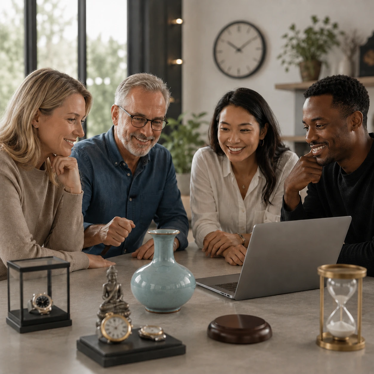 Clients reviewing a clear and transparent timed online auction process