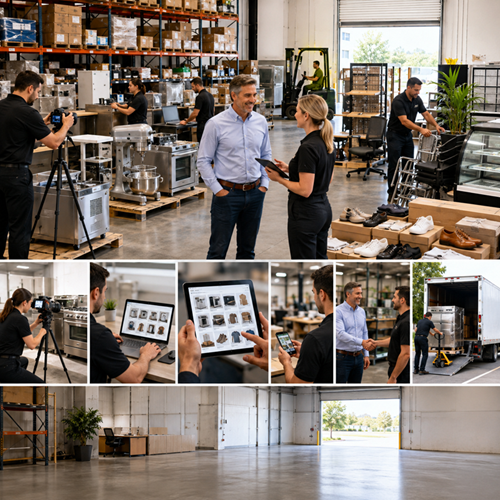 Commercial equipment and inventory prepared for liquidation auction