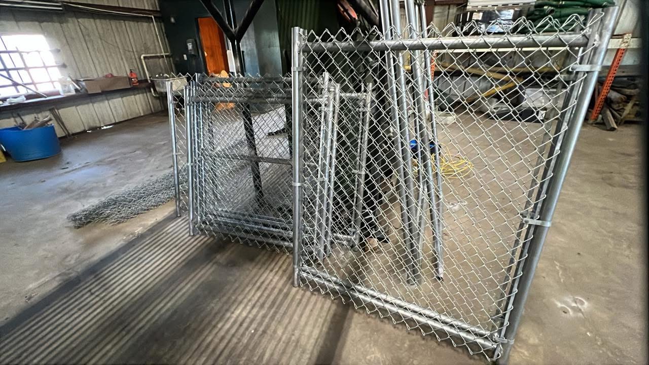 Chain-link gates in warehouse