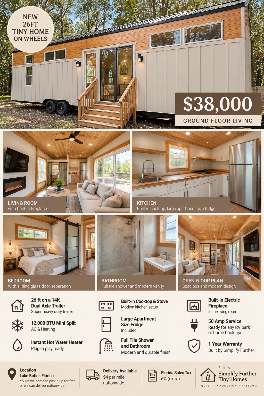 26ft Ground Floor Living THOW — Simplify Further Tiny Homes