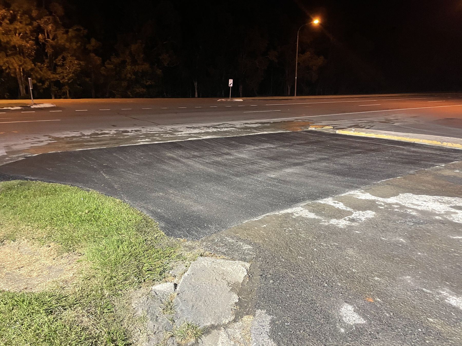 Asphalt area repaired flush to remove a trip hazard