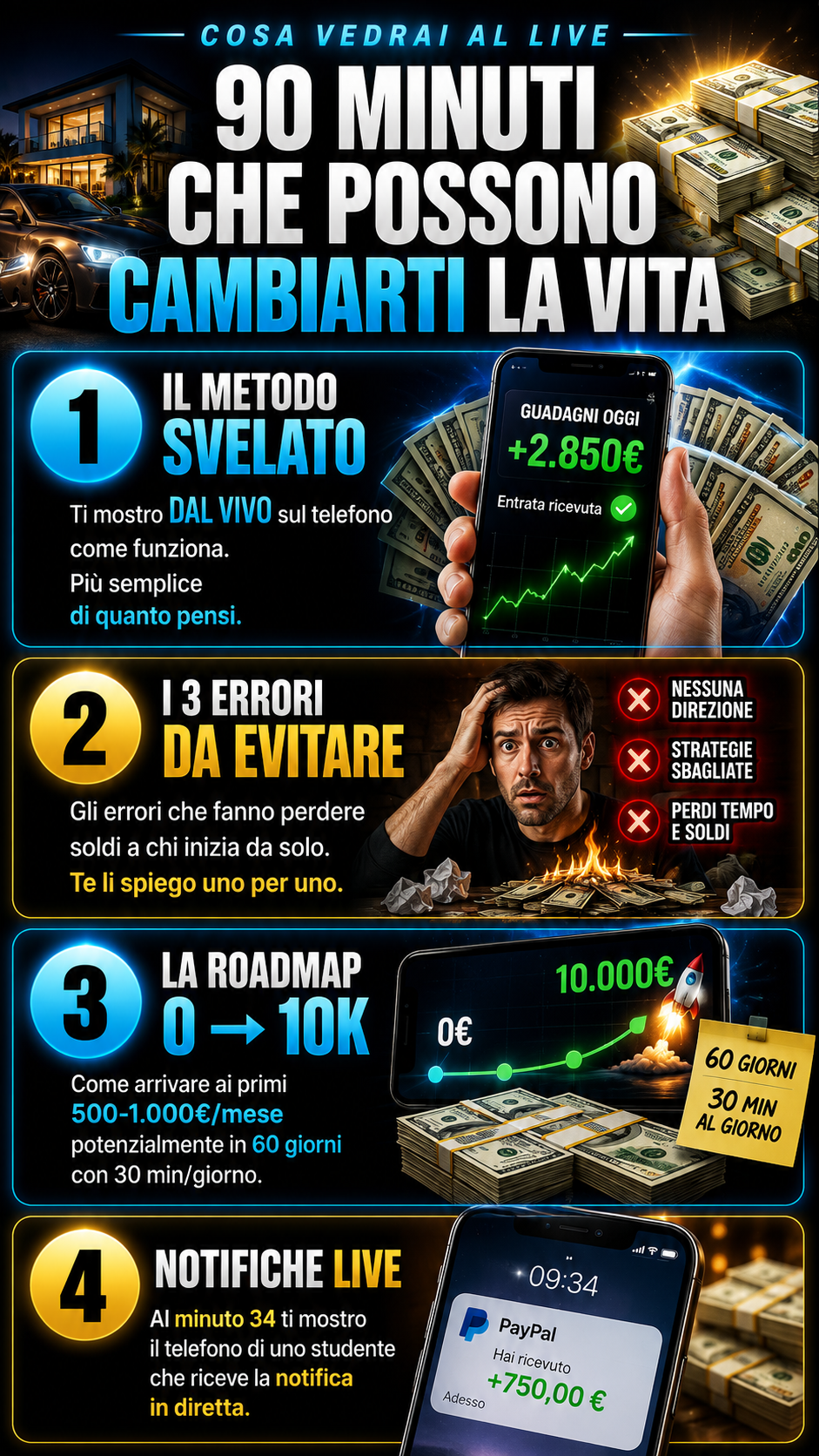 Cosa vedrai al live: il metodo svelato, i 3 errori da evitare, la roadmap