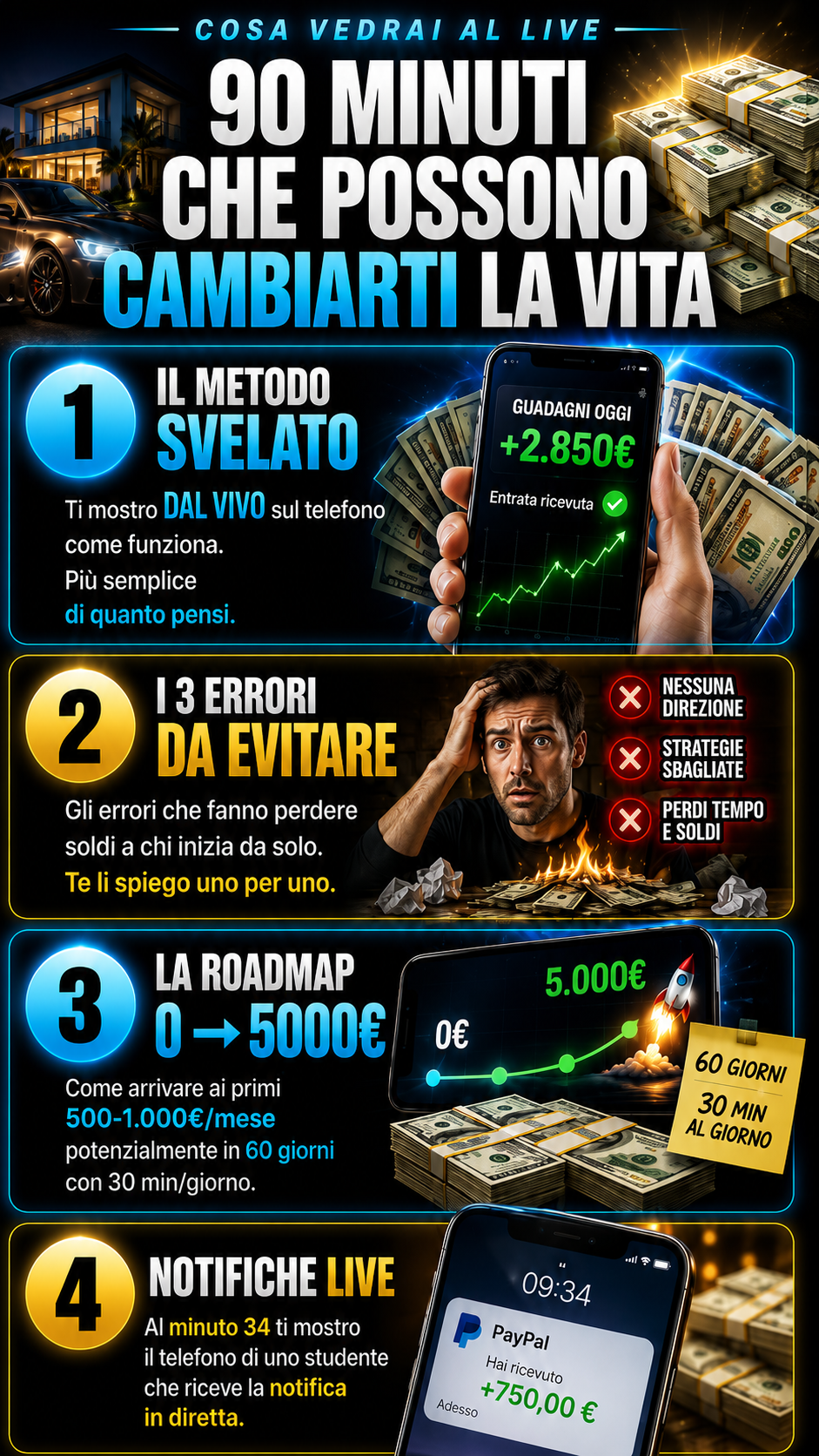 Cosa vedrai al live: il metodo svelato, i 3 errori da evitare, la roadmap