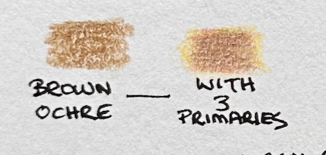 Brown ochre mixed with three primary colours