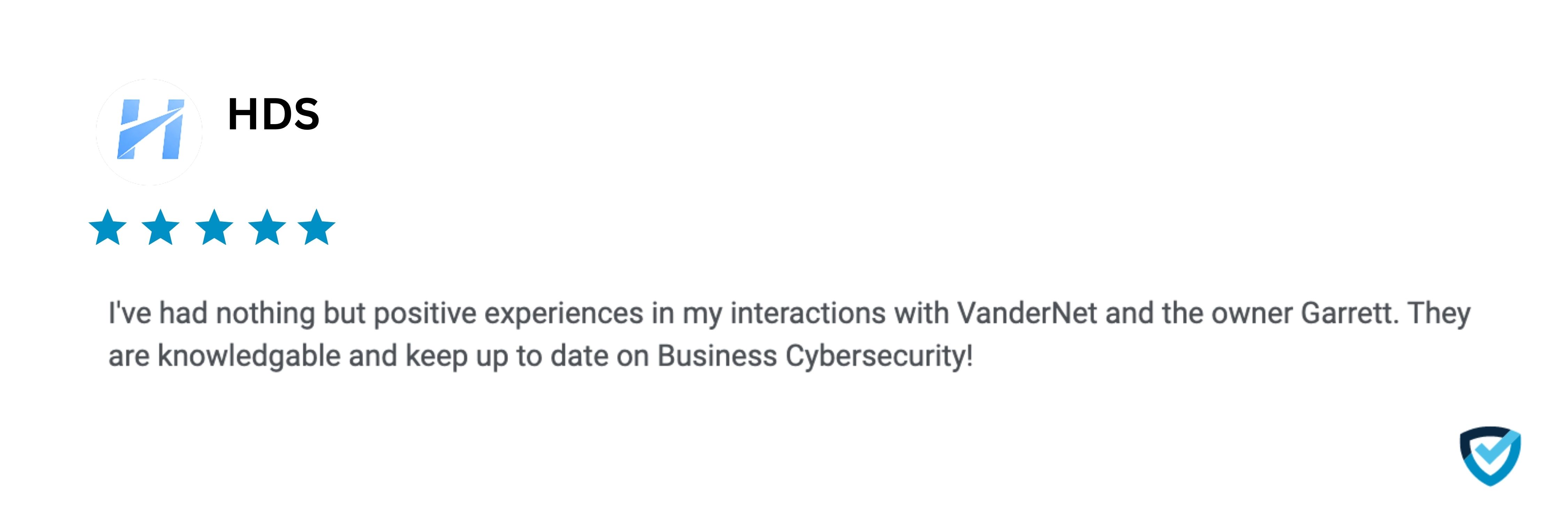 VanderNet client testimonial — cybersecurity and compliance review from regional bank