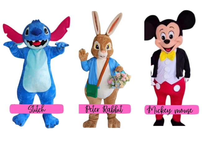 Picture of available mascot hire costumes