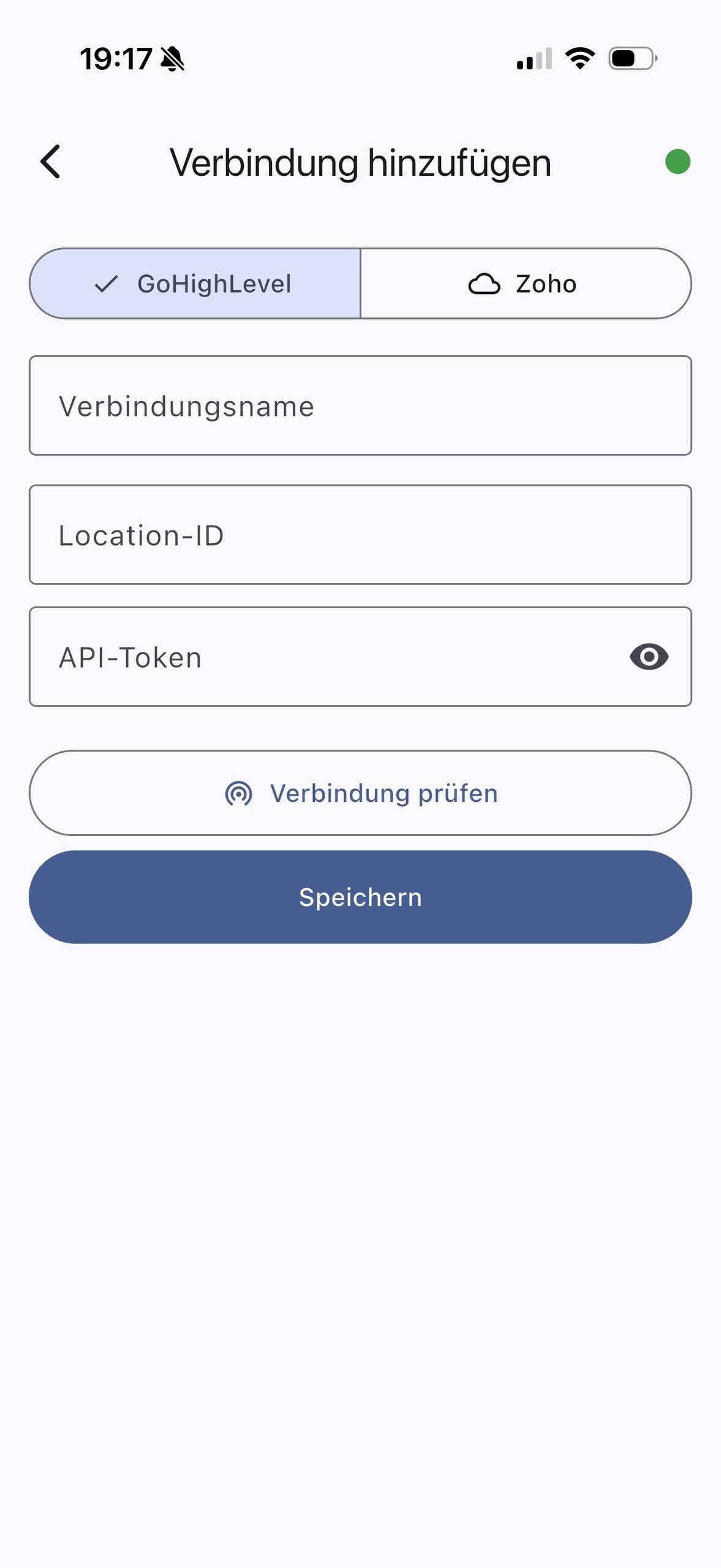 CRM-Verbindung hinzufügen