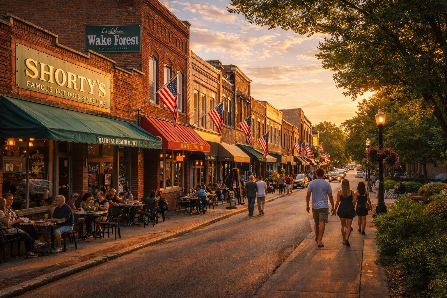Historic downtown Wake Forest NC - a top suburb of Raleigh for families in 2026