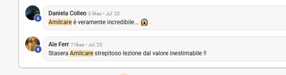 Testimonianza spontanea dalla community