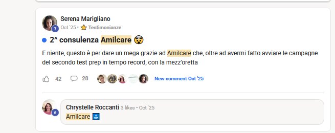 Testimonianza spontanea dalla community